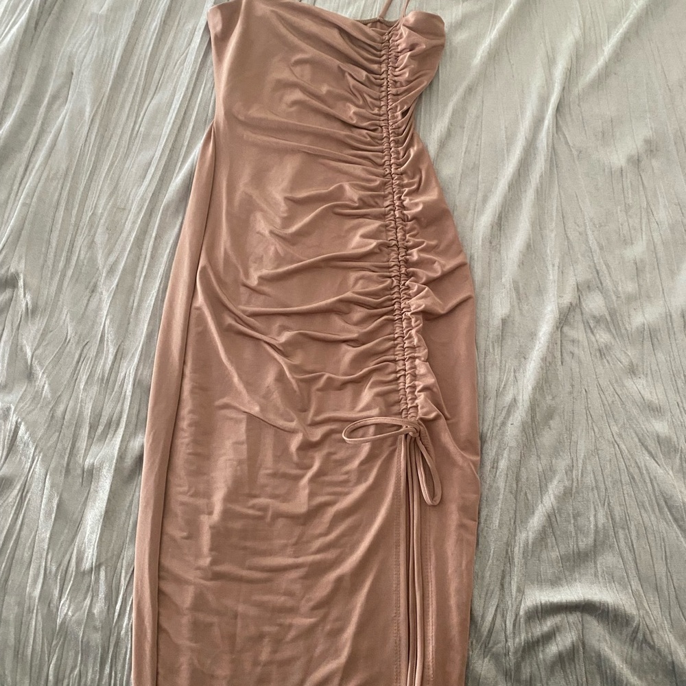 mocha dress with slit